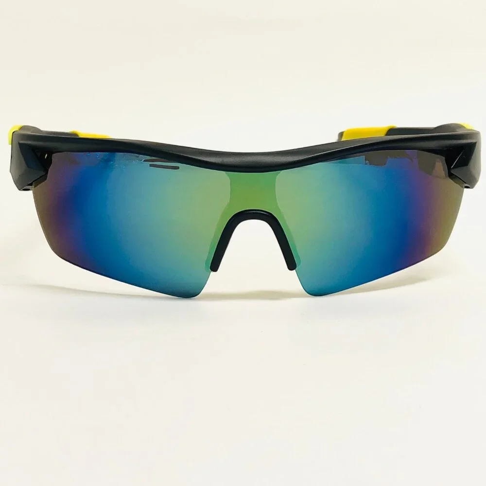 Men Sunglasses Blue Mirror Lens Wrap Around Driving Running Rimless Lentes Gafas